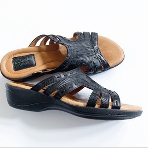 Clark’s Artisan tooled leather wedge Sandals